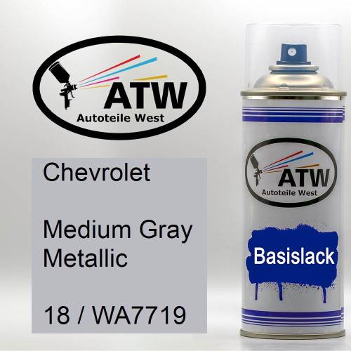 Chevrolet, Medium Gray Metallic, 18 / WA7719: 400ml Sprühdose, von ATW Autoteile West.
